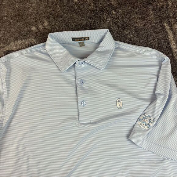 Peter Millar Summer Comfort Bundle Of 2 Polo Blue Pink Striped Golf Men's L - Picture 7 of 14